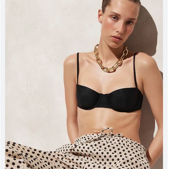 NWT J. Crew Balconette Underwire Bikini Top Black Size 42D - Picture 1 of 12